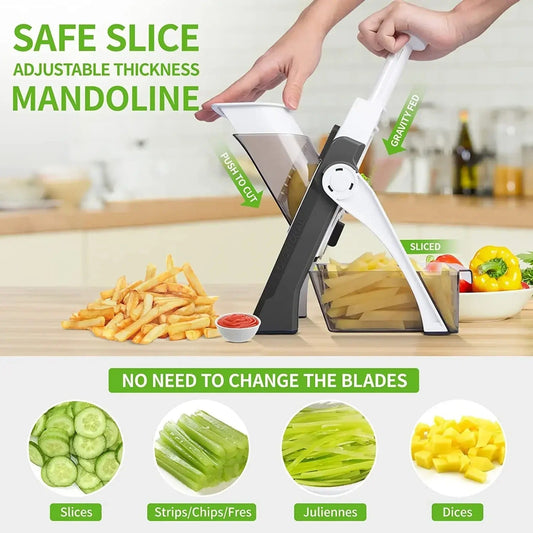 5 in 1 Manual Vegetable Cutter – Multifunction Slicer, Chopper & Shredder for Kitchen Decent Vibes