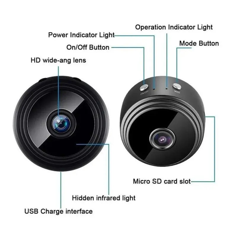 A9 Mini WiFi Wireless IP Security Camera – 1080p HD, Night Vision, Motion Alerts Decent Vibes