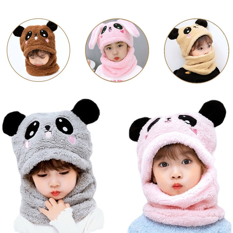Kids Winter Panda Wool Cap with Neck Warmer – Cartoon Panda Design for Boys & Girls (1–12 Years) Decent Vibes