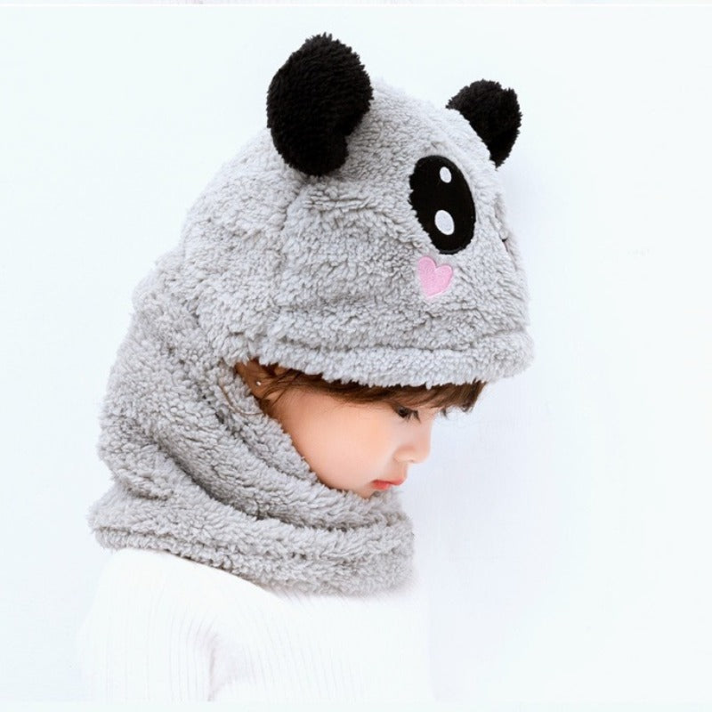Kids Winter Panda Wool Cap with Neck Warmer – Cartoon Panda Design for Boys & Girls (1–12 Years) Decent Vibes