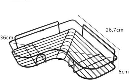 Metal Corner Rack – Wall Mount Storage Shelf for Bathroom & Kitchen (With Hook) Decent Vibes
