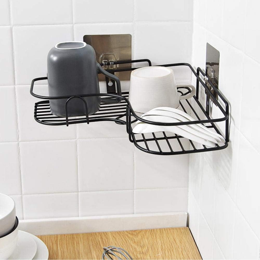 Metal Corner Rack – Wall Mount Storage Shelf for Bathroom & Kitchen (With Hook) Decent Vibes