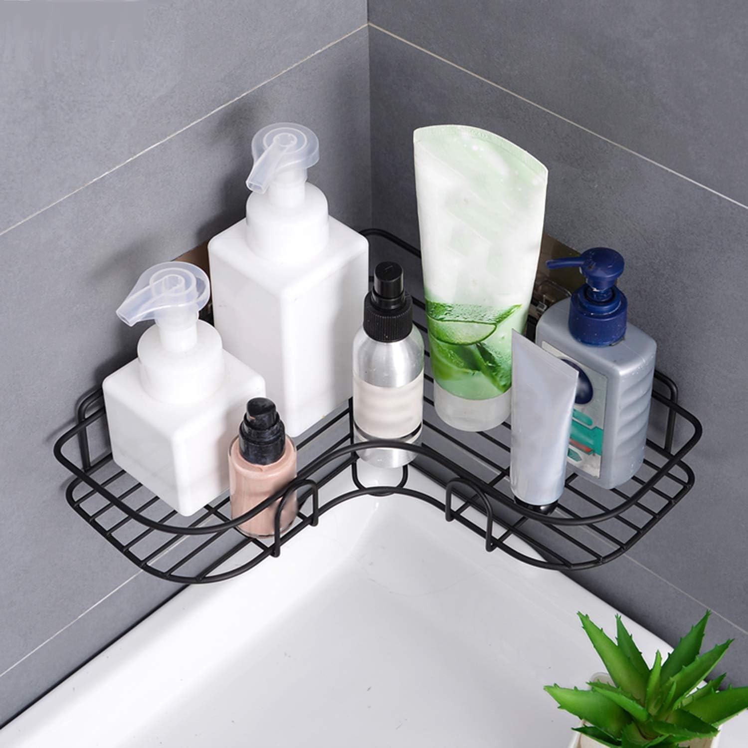 Metal Corner Rack – Wall Mount Storage Shelf for Bathroom & Kitchen (With Hook) Decent Vibes