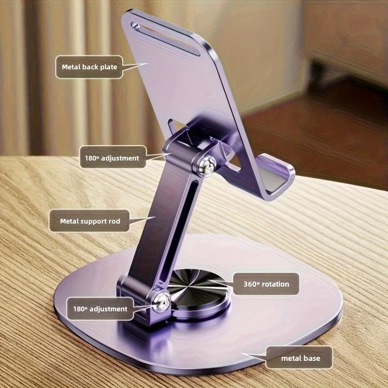 Metal Mobile Holder – 360° Rotatable Stand with Carbon Steel Plate | Strong Grip & Universal Fit Decent Vibes