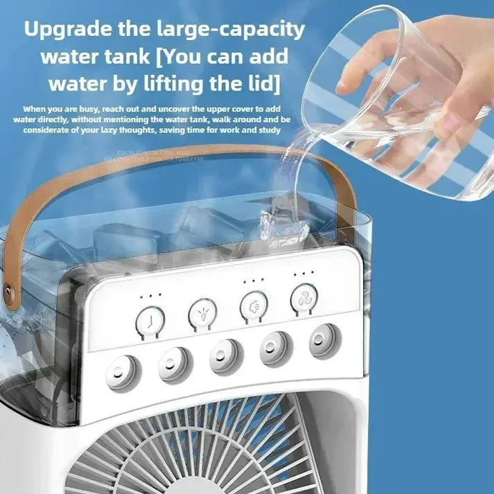 Mini Portable Air Cooler Fan – Personal USB Cooling with Humidifier & LED Light Decent Vibes