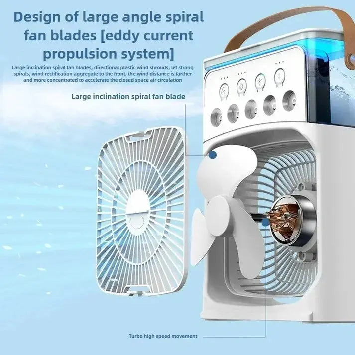 Mini Portable Air Cooler Fan – Personal USB Cooling with Humidifier & LED Light Decent Vibes