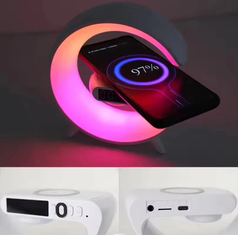 Multi-functional LED Clock Display Speaker G Lamp BT-3401 – Wireless Charging, Bluetooth Speaker, Night Light & Alarm Clock Decent Vibes