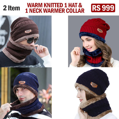New Stylish Cotton Beanie Full Set – 2 Piece Cap + Neck Warmer for Adults | Winter Essentials Decent Vibes