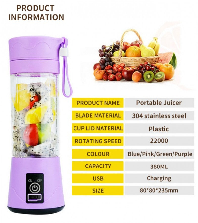 Portable Juicer Blender Cup – USB Rechargeable Mini Smoothie & Ice Crusher (260ml) Decent Vibes