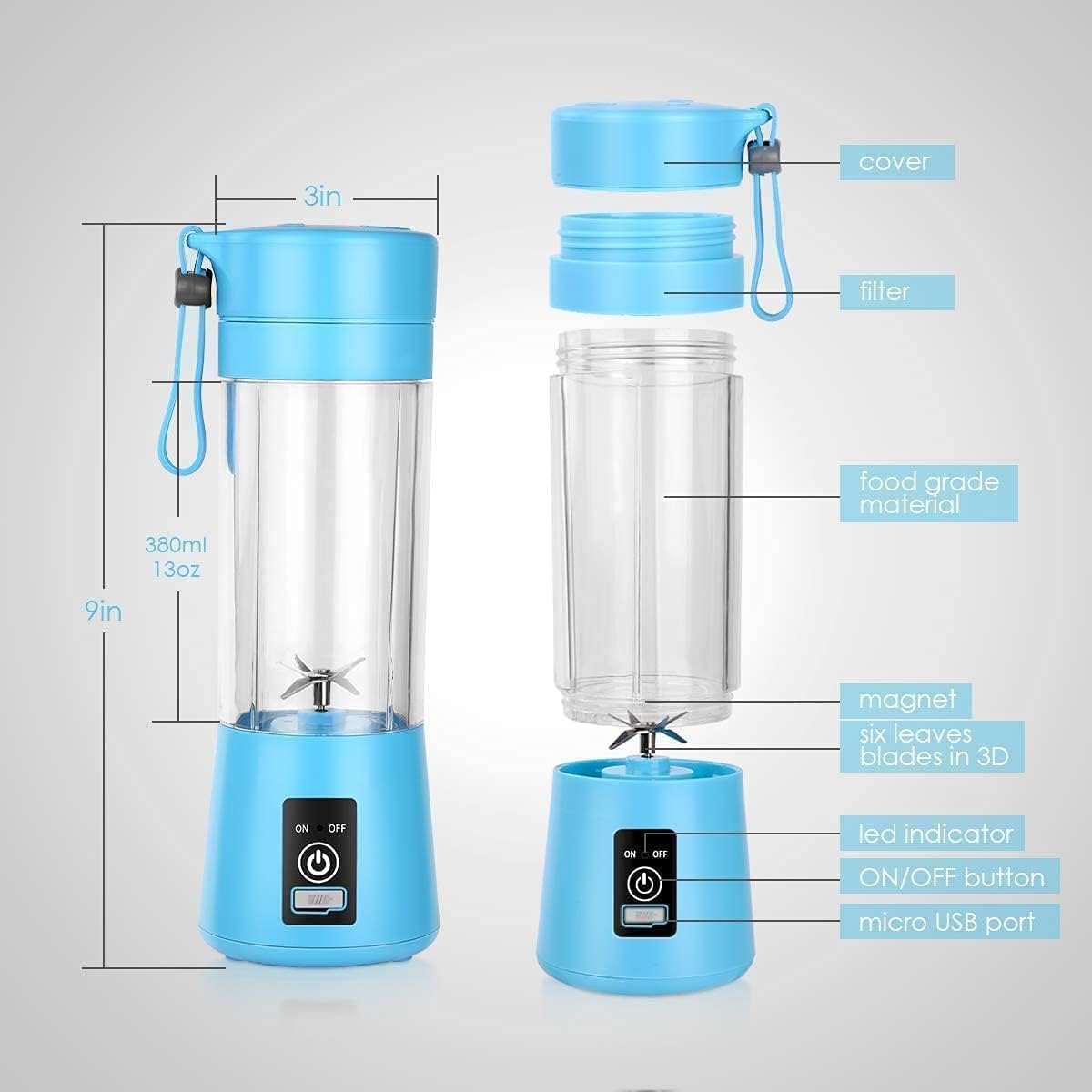 Portable Juicer Blender Cup – USB Rechargeable Mini Smoothie & Ice Crusher (260ml) Decent Vibes