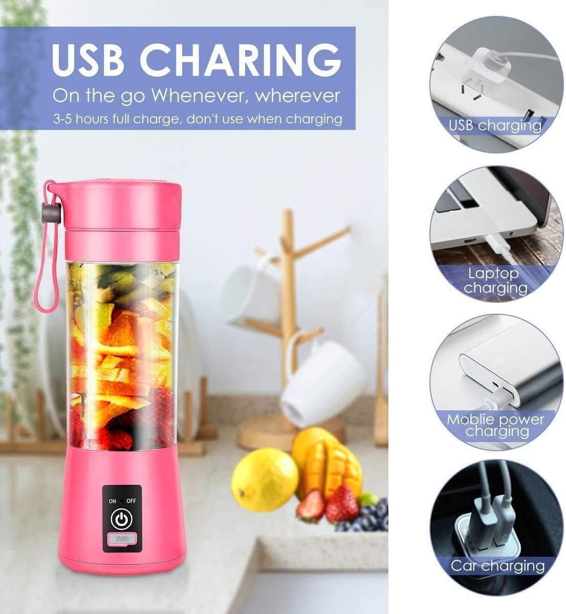 Portable Juicer Blender Cup – USB Rechargeable Mini Smoothie & Ice Crusher (260ml) Decent Vibes