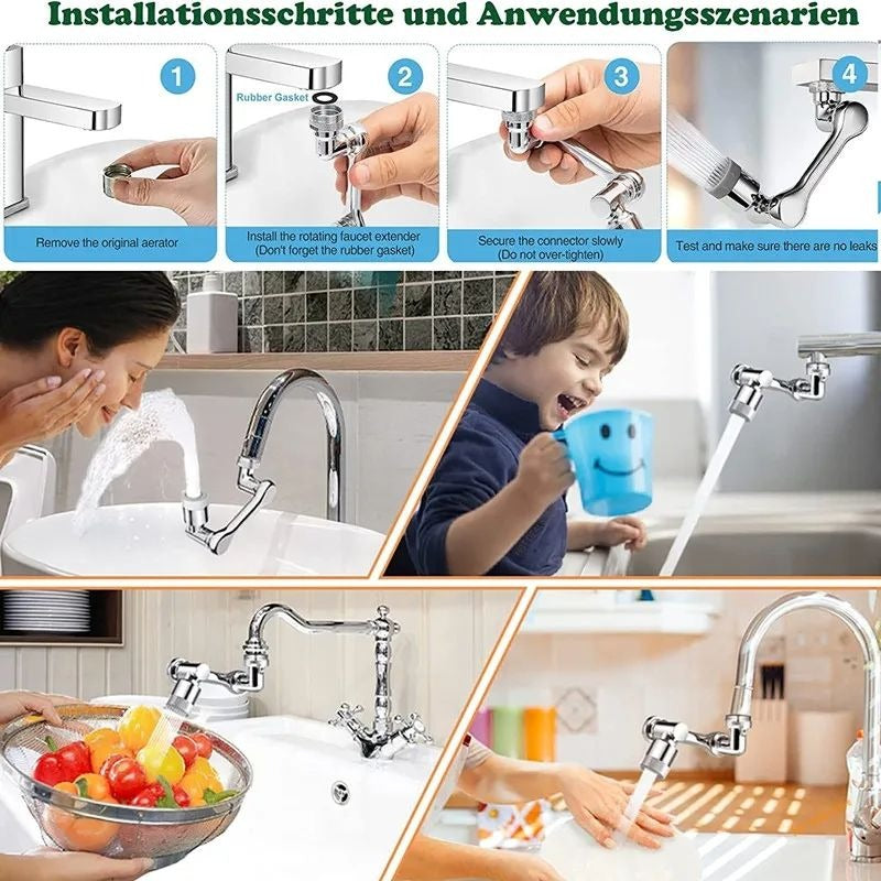 Stainless Steel Rotating Faucet – 1440° Robotic Arm Aerator for Kitchen & Bathroom Decent Vibes