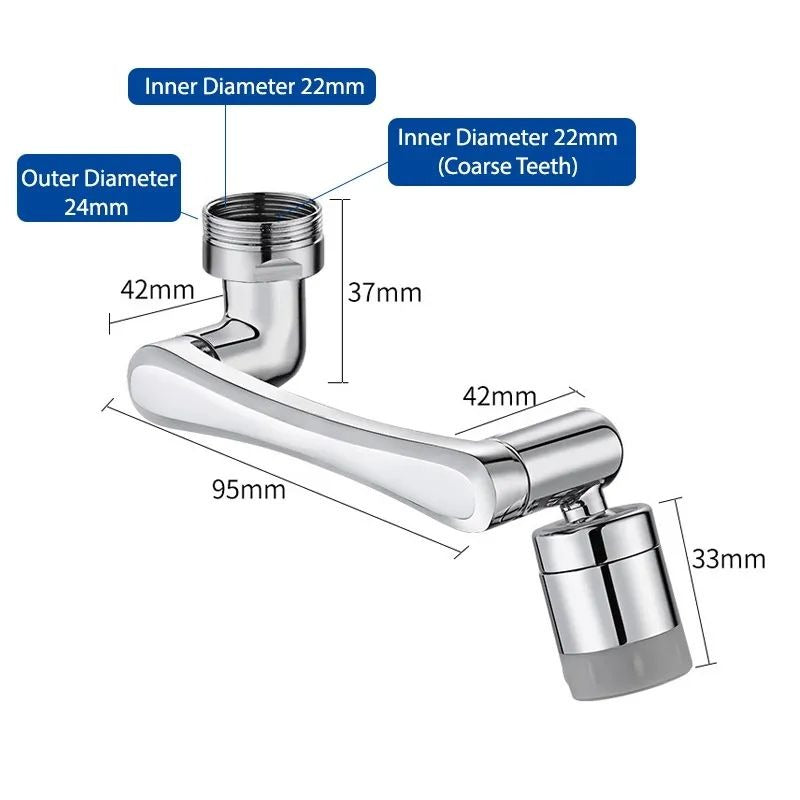 Stainless Steel Rotating Faucet – 1440° Robotic Arm Aerator for Kitchen & Bathroom Decent Vibes