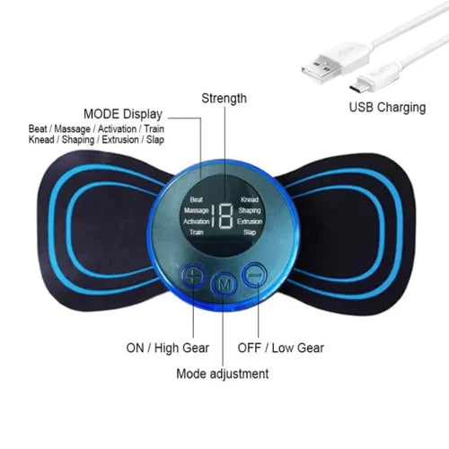 Wireless EMS Mini Body Massager – Portable Butterfly Massager for Pain Relief & Blood Circulation Decent Vibes